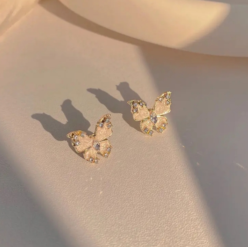 Butterfly Rhinestone Earrings - Picture 6 of 7